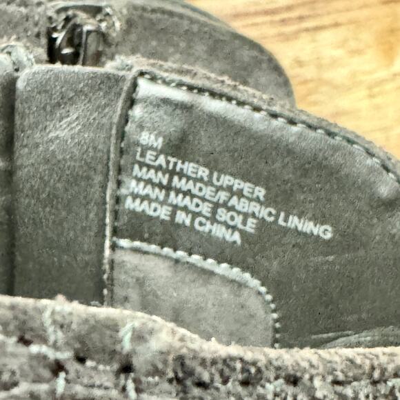 Gianni Bini Womens Gray Suede Leather Open Toe Fringes Block Heel Booties 8M - Picture 7 of 9